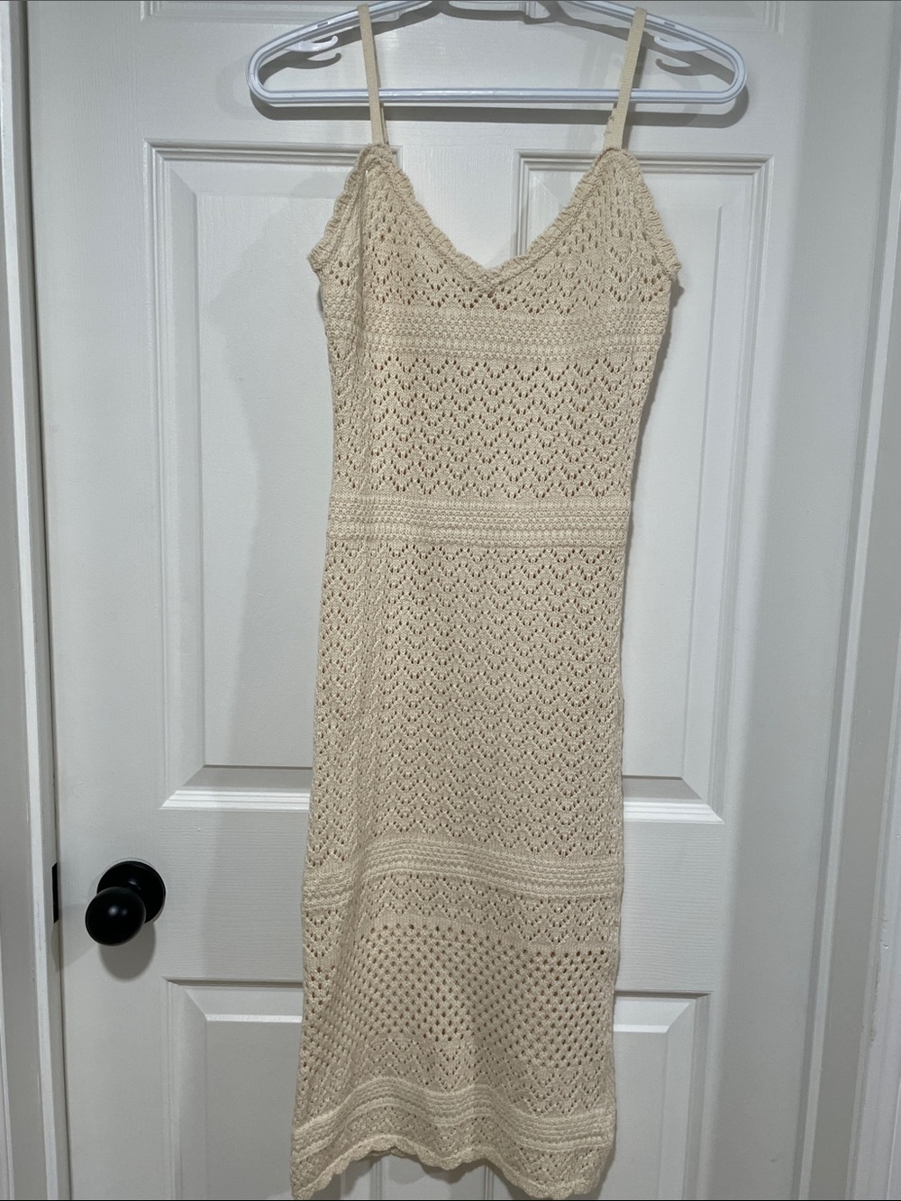 Ardene Cream Crochet thin Strap Midi Dress